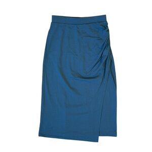 Peruvian Connection XS Pima Cotton Midi Pencil Skirt Blue Faux Wrap